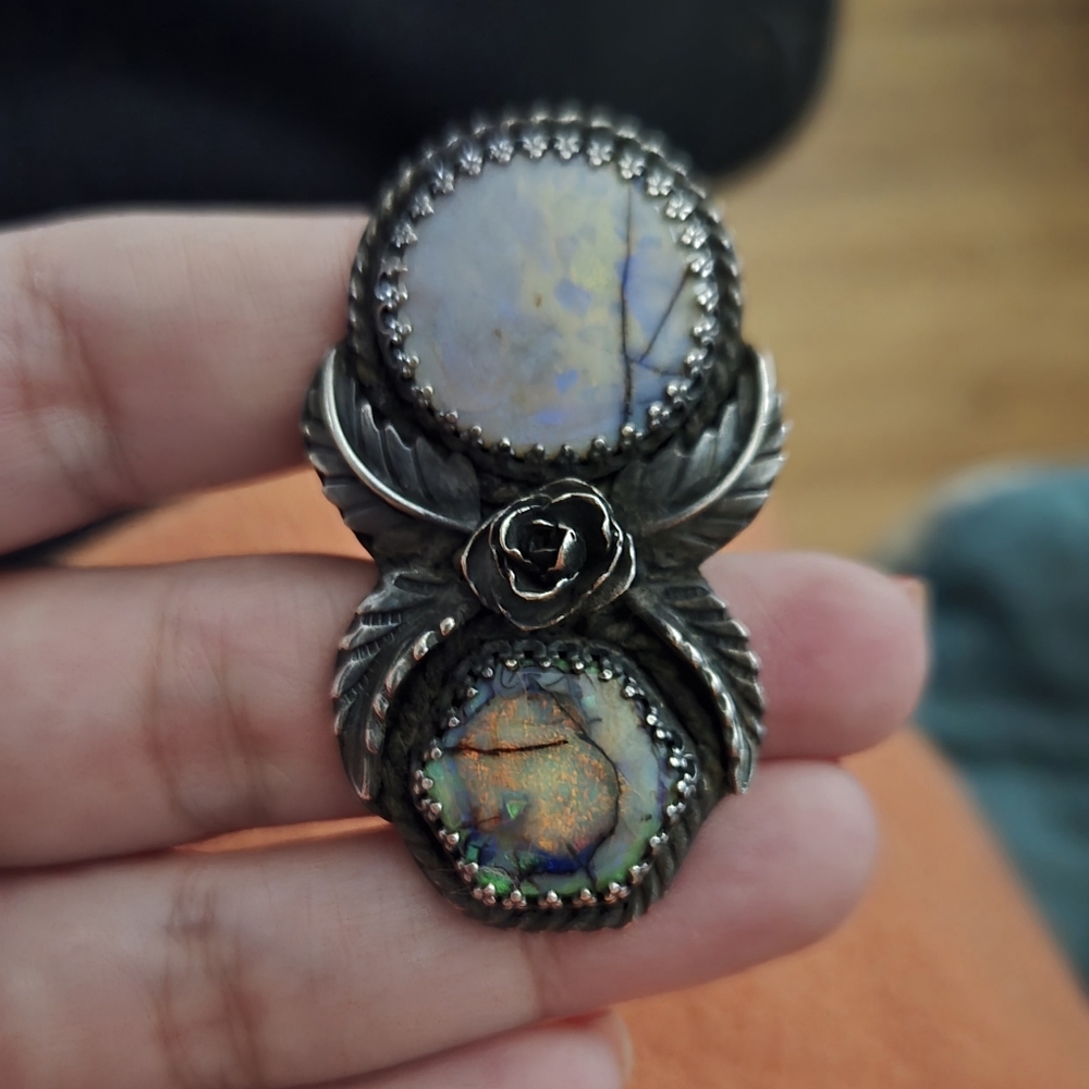 💚SOLD💚 Artisan Handmade Monarch opal ring Size 7.5 OOAK Rare HTF - Picture 8 of 9